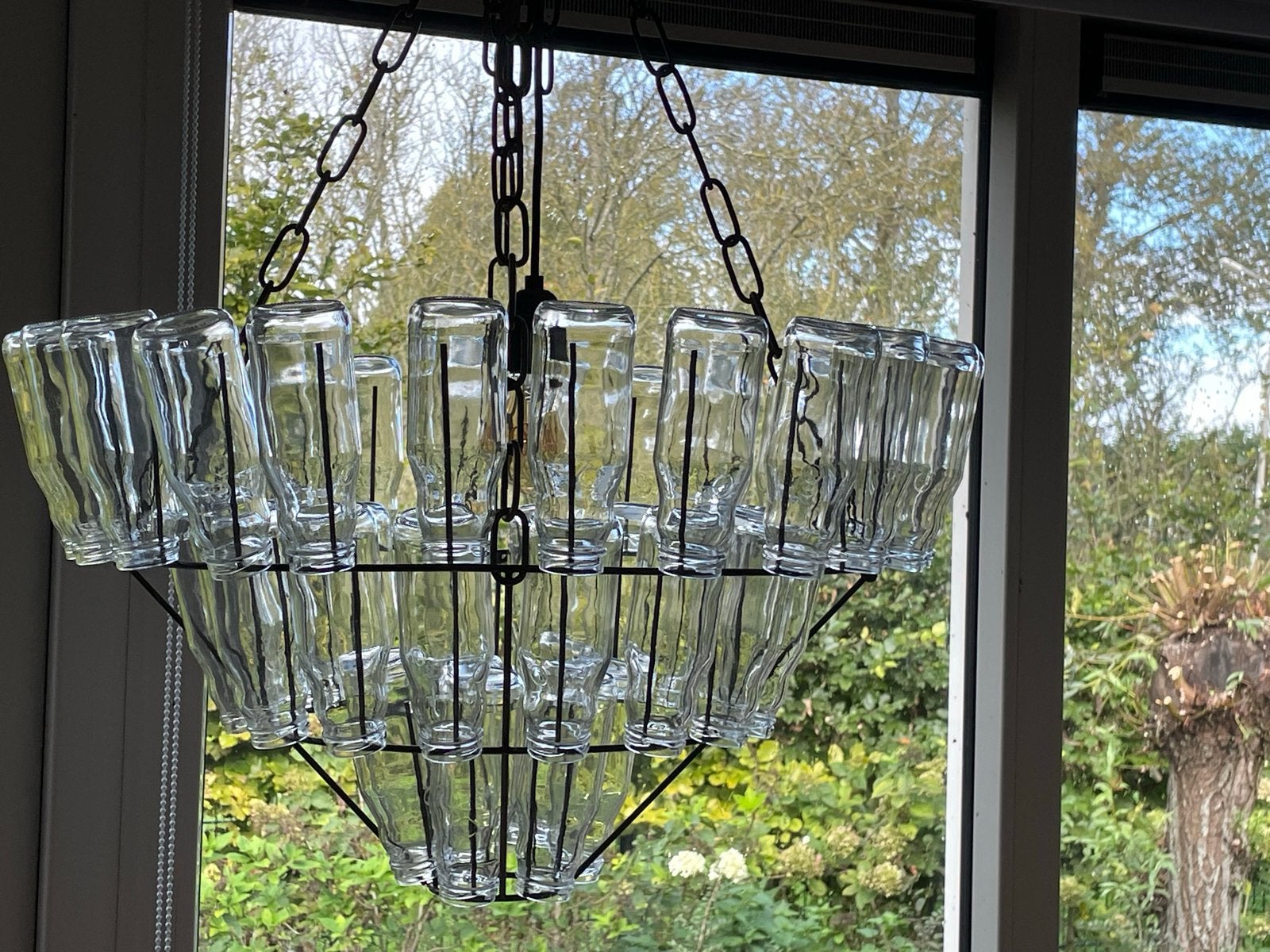 Leitmotiv Flessenlampen - Set van 2 unieke hanglampen, Ophalen of Verzenden, Gebruikt, Hanglamp, Glas