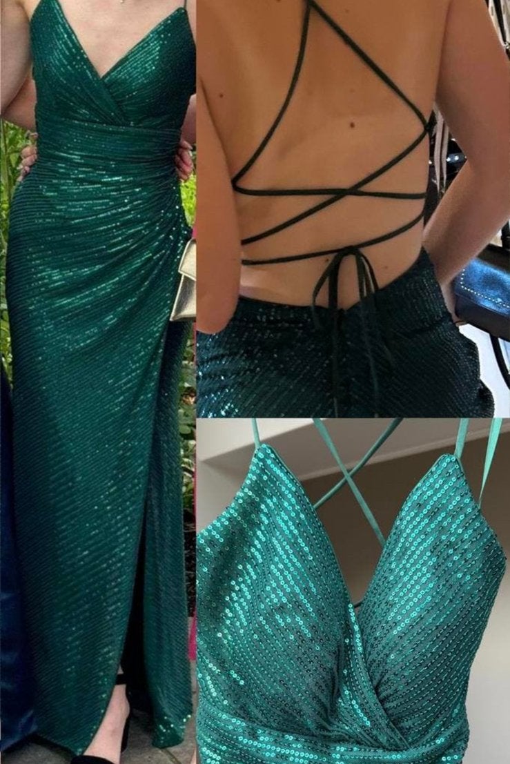 Groene glitter galajurk, Kleding | Dames, Jurken, Nieuw, Ophalen of Verzenden, Maat 34 (XS) of kleiner, Onder de knie