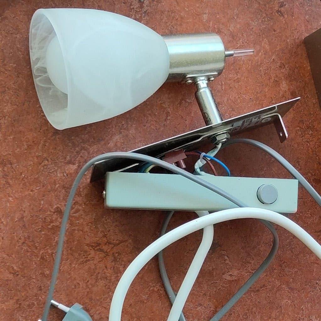 Metallic lamp, Ophalen of Verzenden, Gebruikt, Glas, Strak metaillic met glas, rustig, klassiek