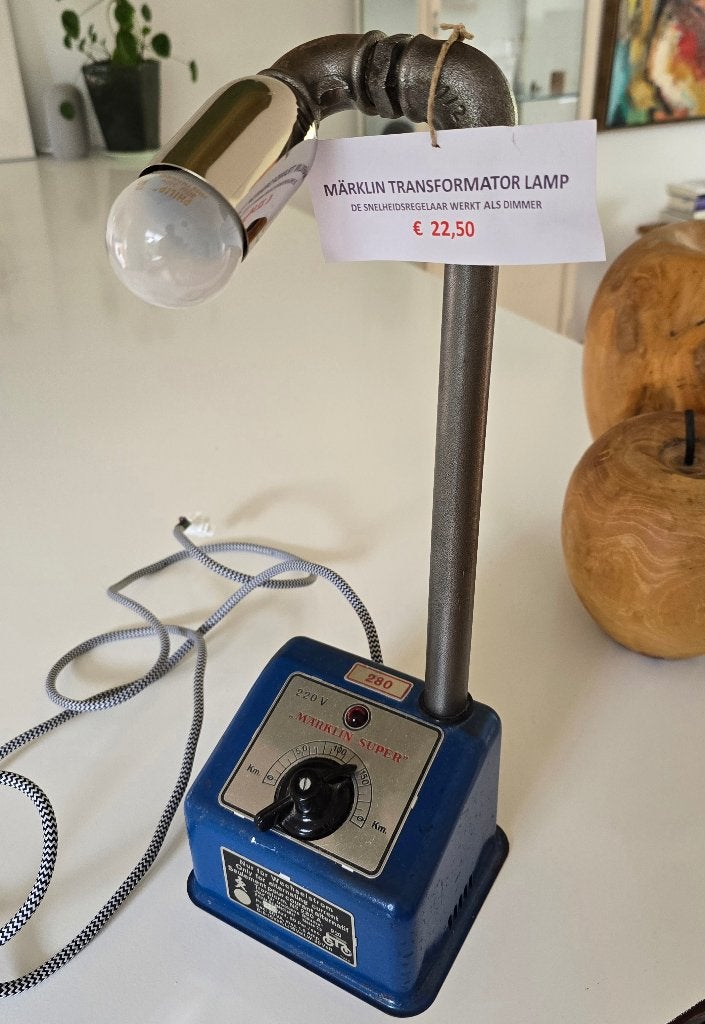 Vintage lamp op originele jaren '60  Märklin transformator, Blauw, 41 cm, Overige merken, Vintage