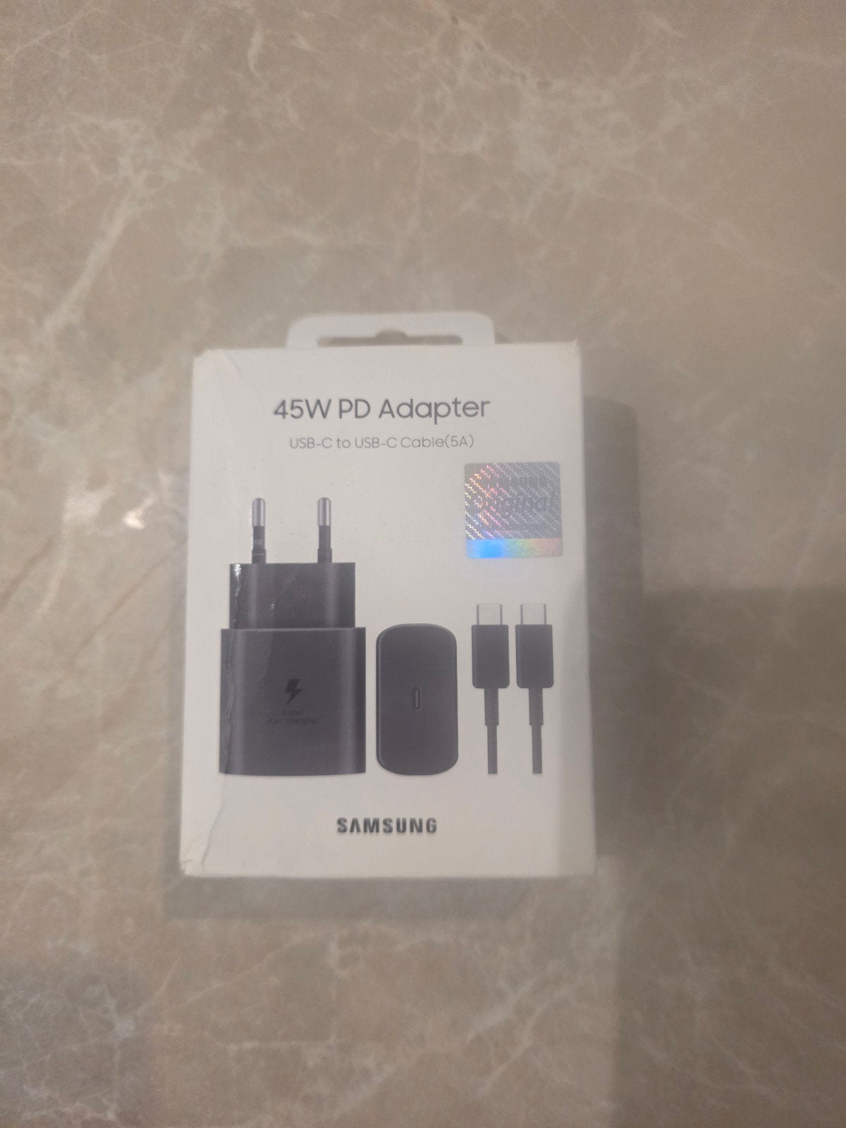 Samsung 45W PD Adapter USB-C naar USB-C Kabel (5A), Telecommunicatie, Mobiele telefoons | Telefoon-opladers, Nieuw, Snellader