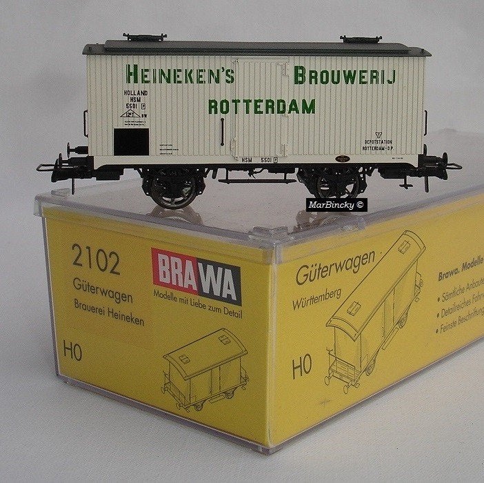 Brawa 2102 HSM Heineken’s Brouwerij Rotterdam Koelwagen !, Hobby en Vrije tijd, Modeltreinen | H0, Overige merken, Gelijkstroom