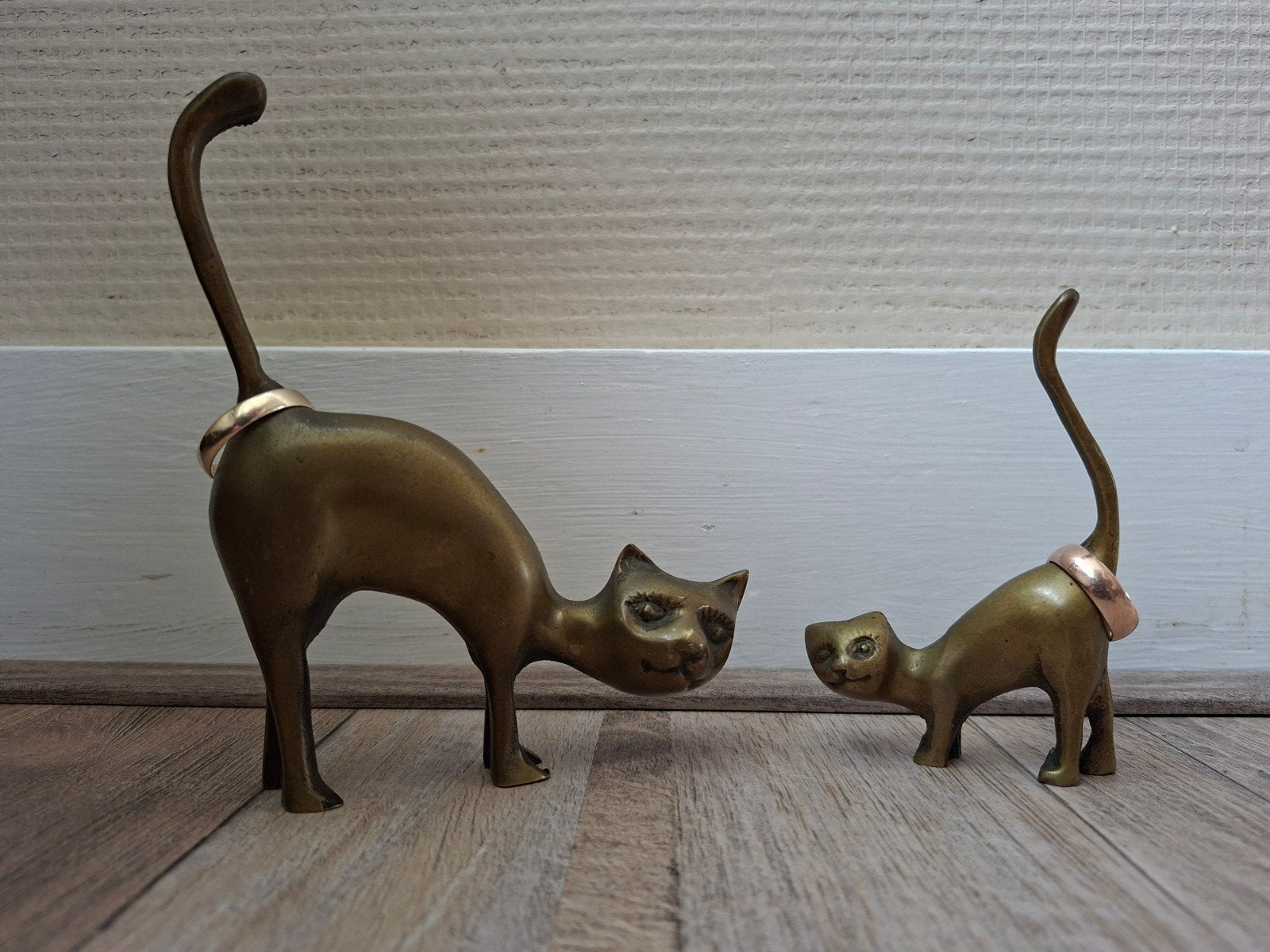 Vintage messing/koperen katten ring houders, Ophalen of Verzenden