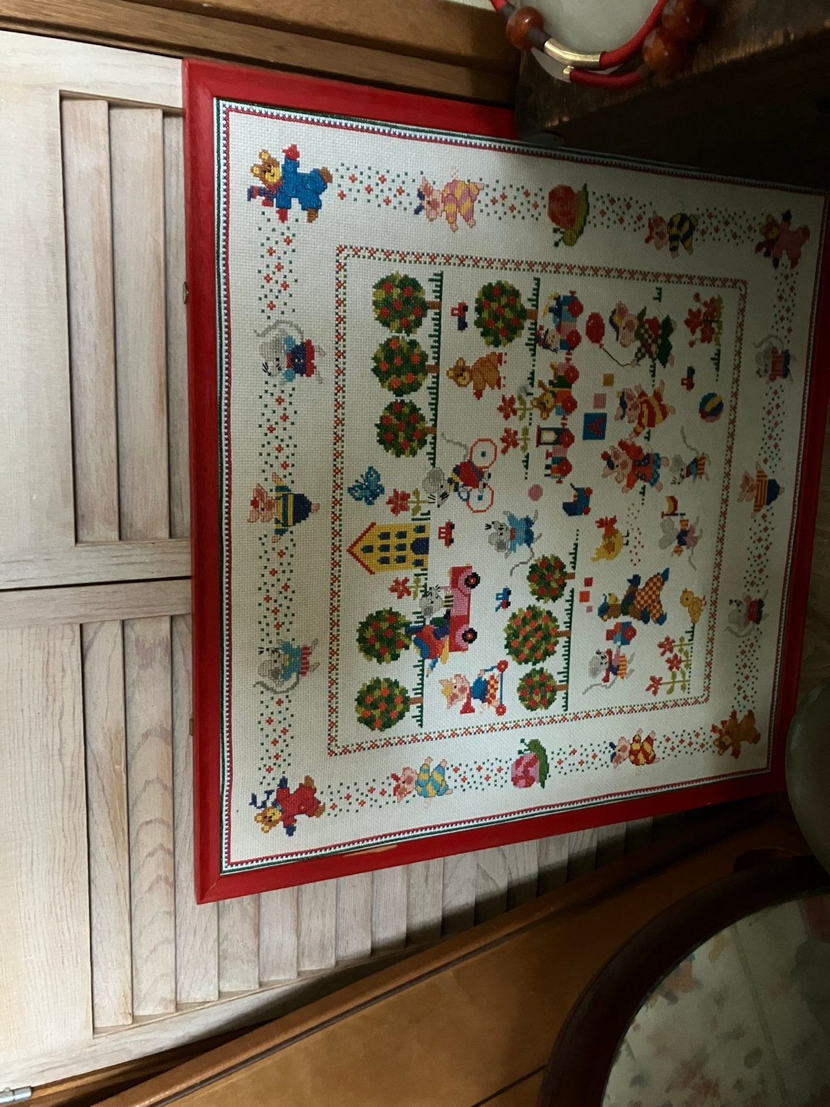 Merklap kind in lijst, Antiek en Kunst, Ophalen of Verzenden