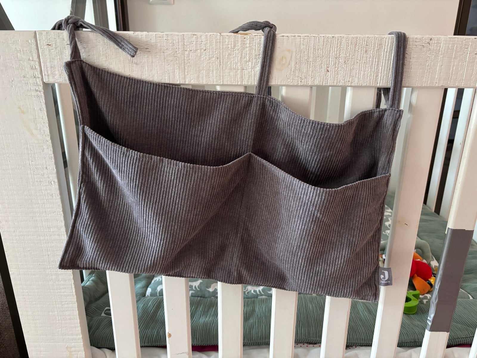 Jollein Bed Organizer Ribstof Grijs, Ophalen of Verzenden, Zo goed als nieuw