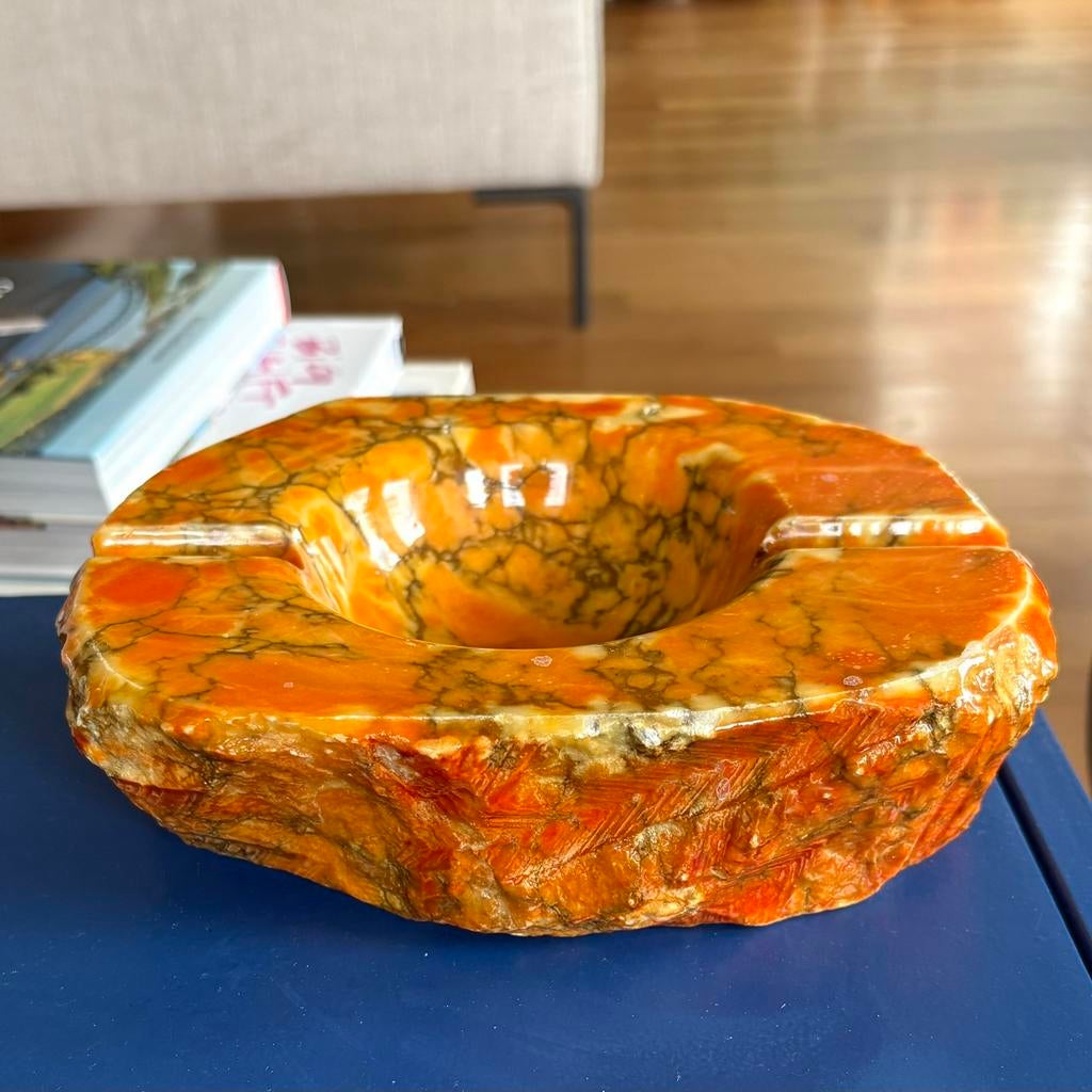 Vintage Italiaanse albast asbak/schaal handgemaakt, Antiek en Kunst, Antiek | Woonaccessoires, Ophalen of Verzenden