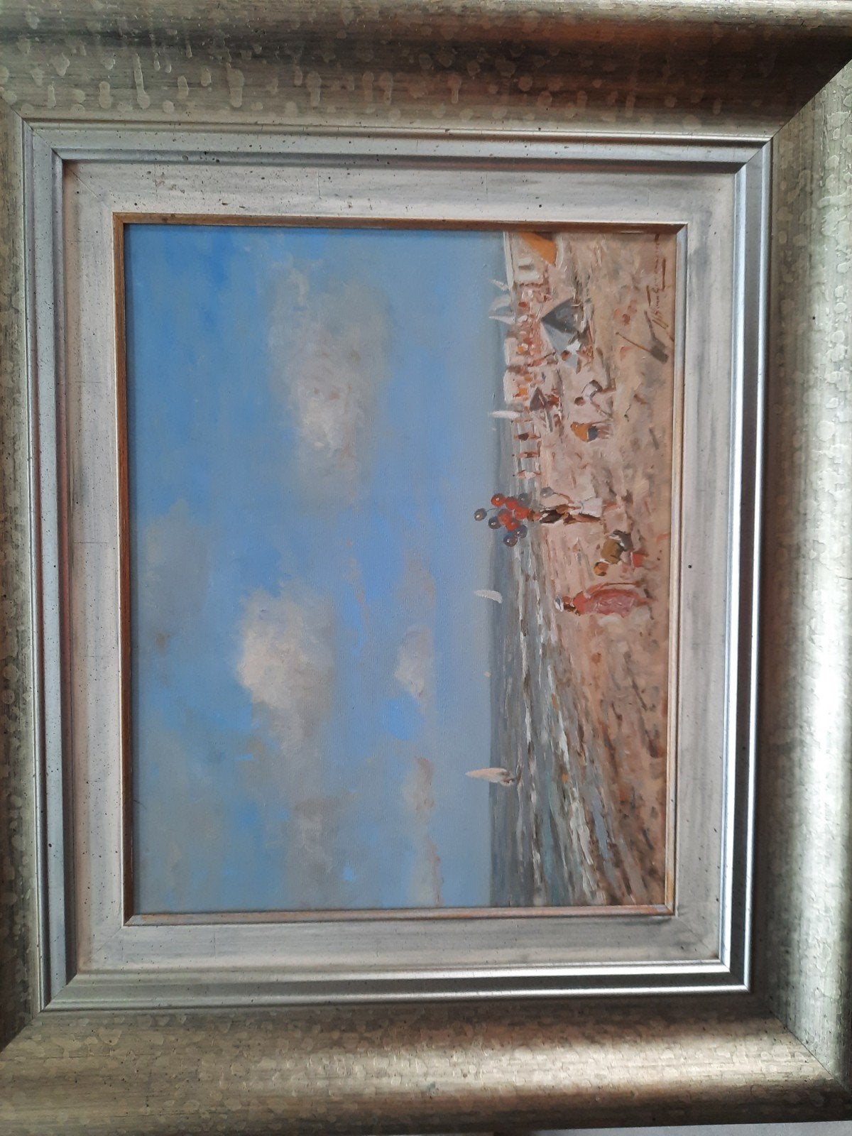 Joop van Leeuwen - Strandgezicht Schilderij, Antiek en Kunst, Ophalen, Maritiem / water, Doek, Realistisch