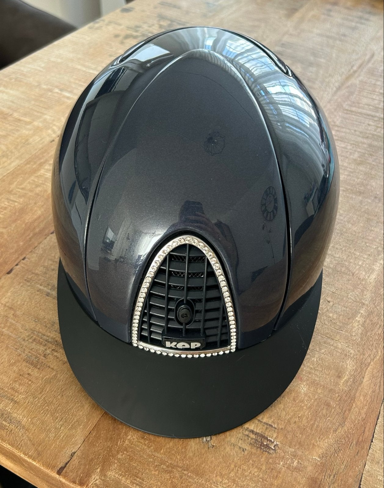 Kep Italia Paardrijhelm, blauw met Swarovski frame, Dieren en Toebehoren, Paardrijkleding, Blauw, Kep Italia, Dressuur, Ophalen of Verzenden