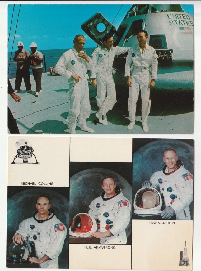 2 ansichten ruimtevaart Apollo 11 maanlanding Neil Armstrong, Verzamelen, Ansichtkaarten | Themakaarten, Ongelopen, 1960 tot 1980