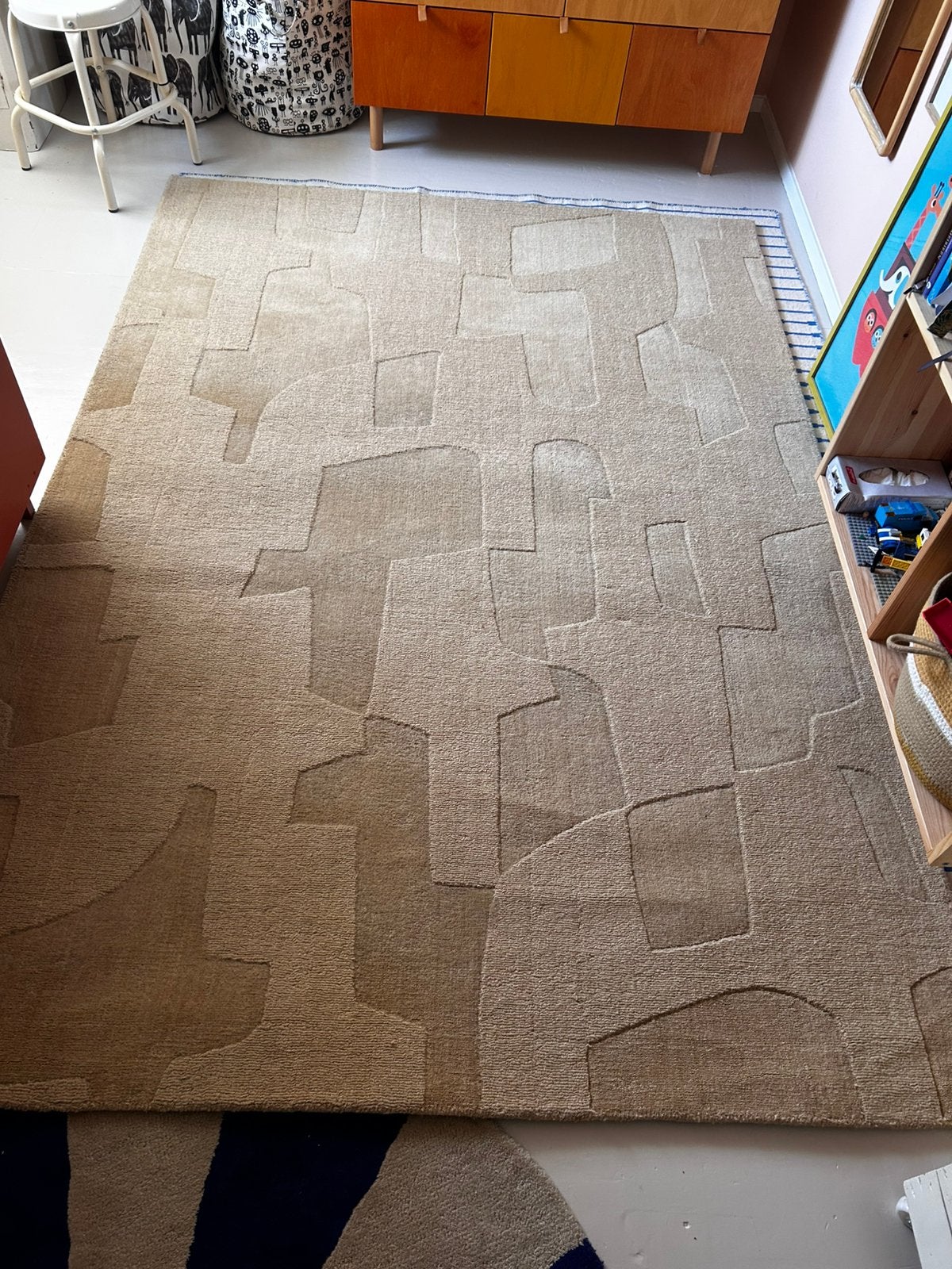 Wollen vloerkleed Fonq reform 160x230, zand, Ophalen, 150 tot 200 cm, 200 cm of meer, Zo goed als nieuw