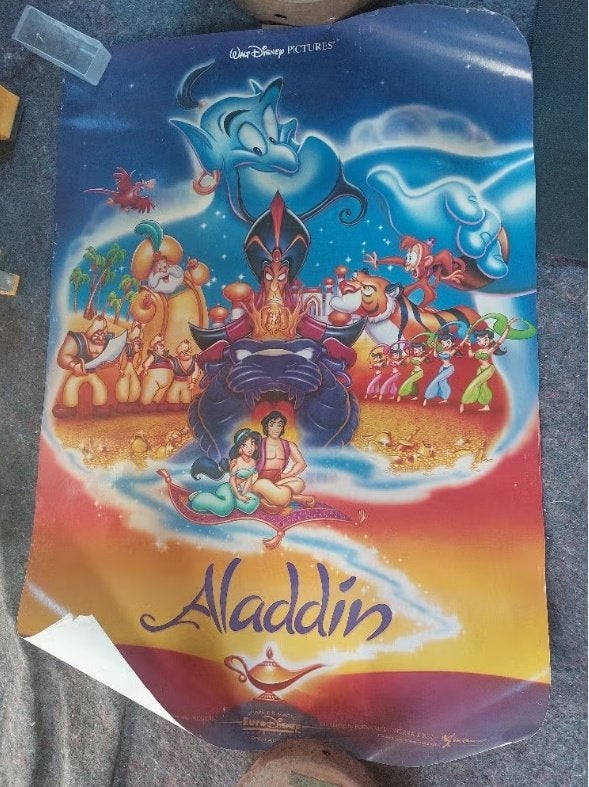 Filmposter Aladdin Eurodisney Park 1992, Ophalen, Overige figuren, Gebruikt, Plaatje of Poster