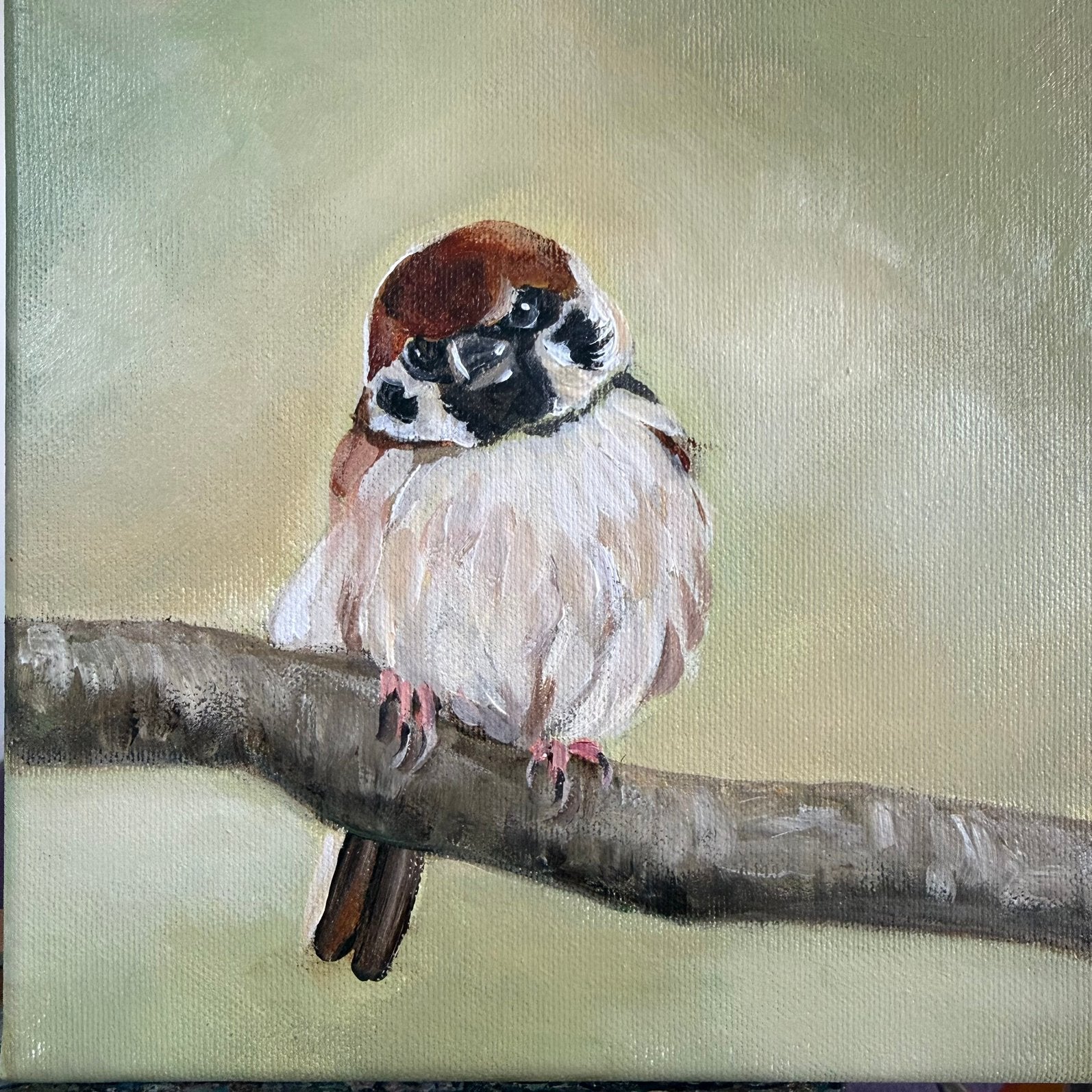 Schilderij musje uit eigen atelier, Acrylverf, Ophalen of Verzenden, Dieren, Overige materialen