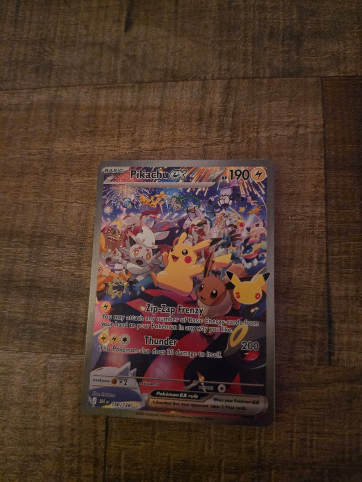 Pikachu EX 150/128 Pokémon kaart, Ophalen of Verzenden, Zo goed als nieuw
