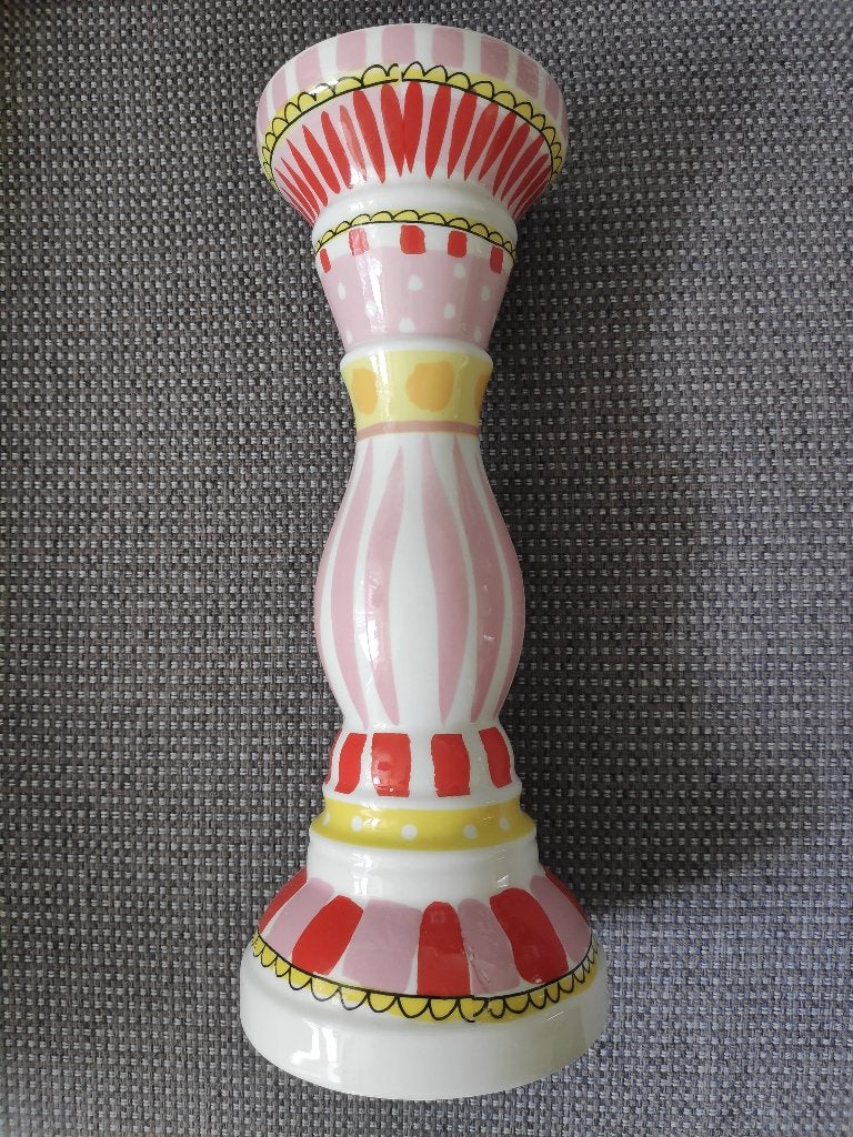 Blond Amsterdam roze gekleurde kandelaar, Ophalen of Verzenden, Zo goed als nieuw, Roze, Kandelaar