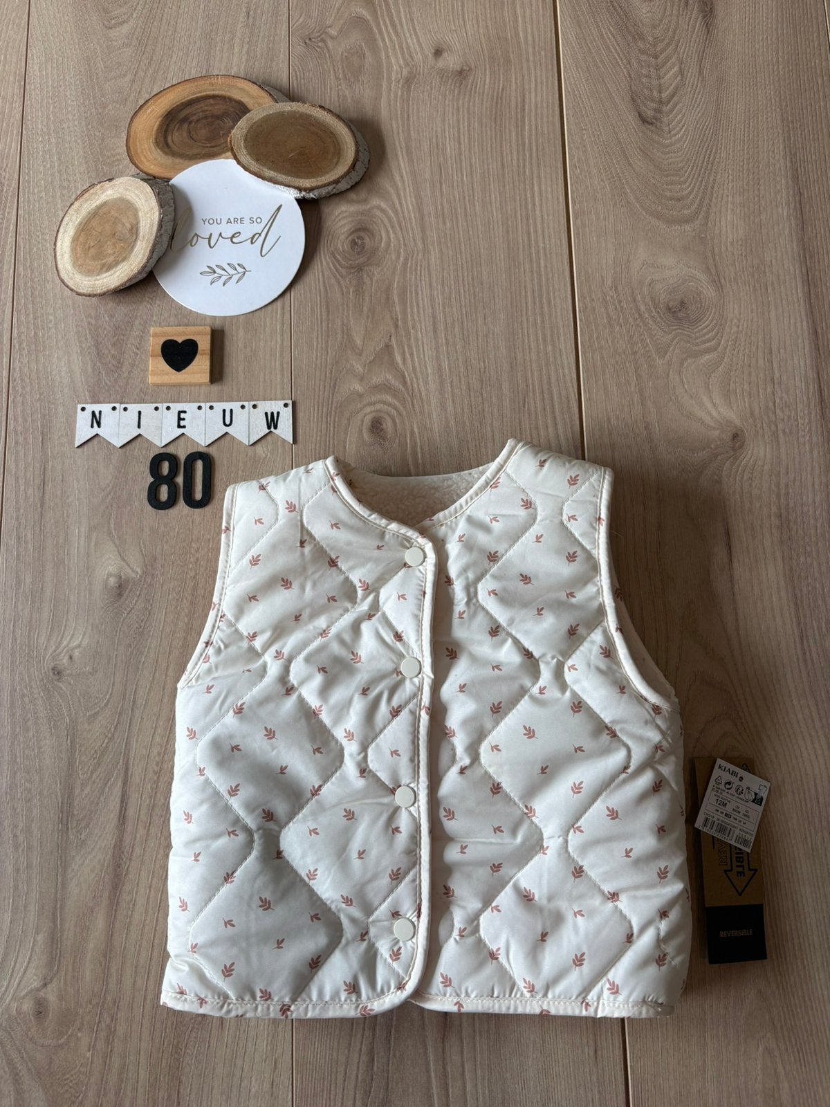 Baby meisje crème bodywarmer kiabi maat 80, Ophalen of Verzenden, Nieuw, Meisje, Jasje