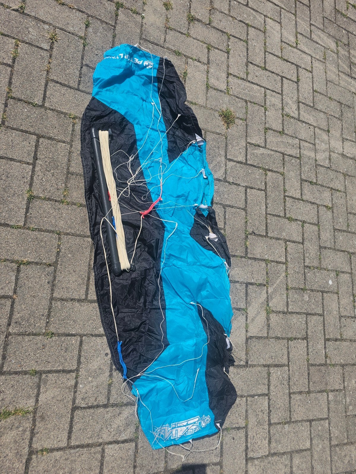 Peter Lynn Vlieger 1.6m - Blauw/Zwart, Gebruikt, Niet van toepassing, Tweelijns, Peter Lynn