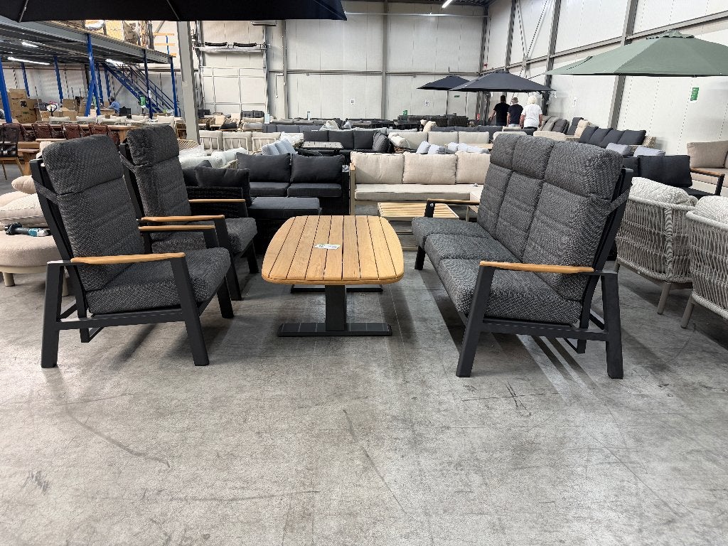 Brighton stoel-bank loungeset | aluminium + teakhout | 5pers, Ophalen, 5 zitplaatsen, Aston Martinlaan 36, Teakhout