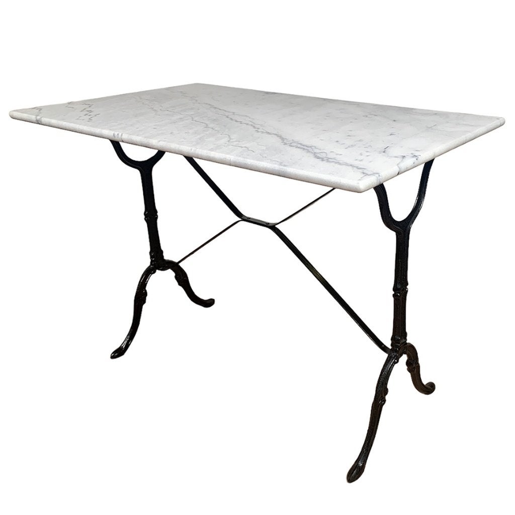 Bistrotafel gietijzer met recht marmer tafelblad 100 x 60 cm, Info@edvonline.nl, Inductorstraat 9b 3903 KA Veenendaal, Nieuw, Ophalen of Verzenden