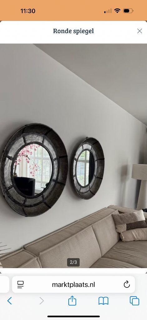 Ronde spiegel, Ophalen, Rond, Zo goed als nieuw, 75 tot 100 cm