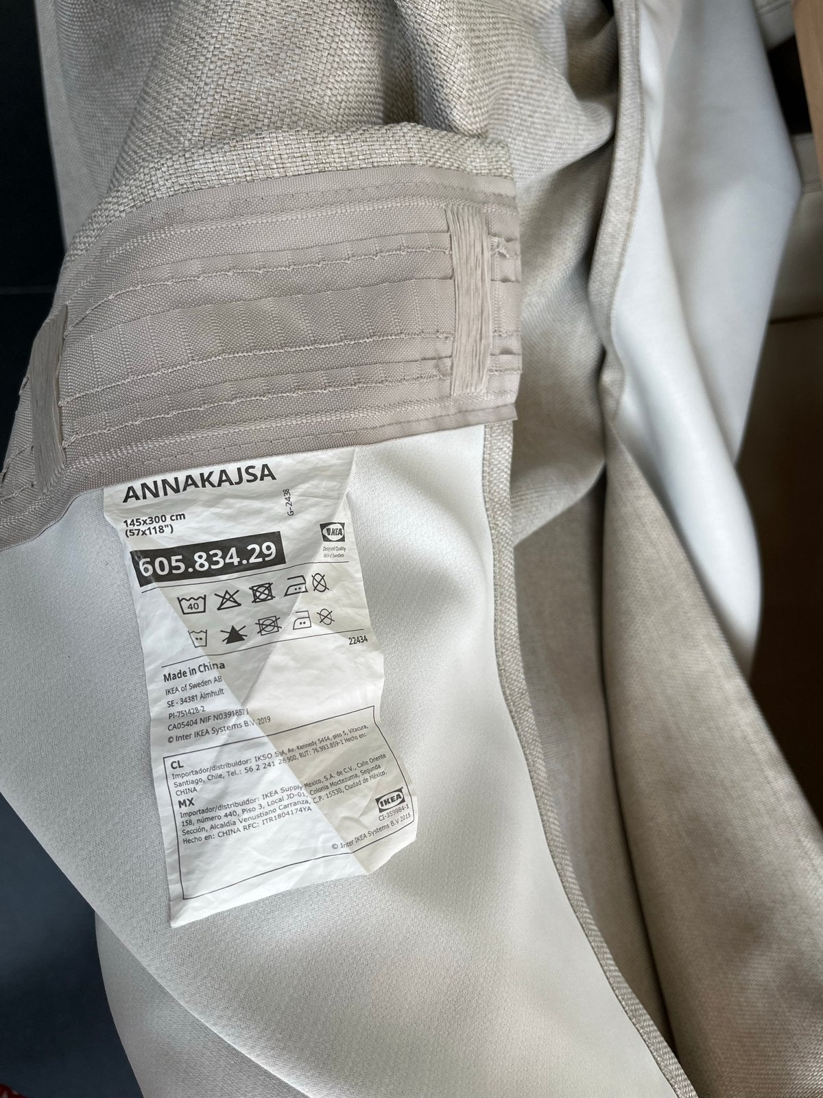 IKEA ANNAKAJSA Gordijnen - Licht grijs (145x300 cm), Huis en Inrichting, Ophalen, 100 tot 150 cm, 200 cm of meer, Beige