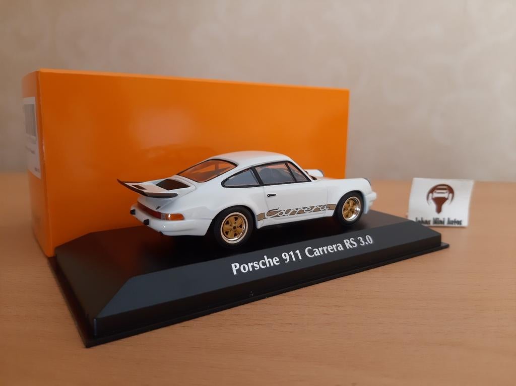 Porsche 911 Carrera RS 3.0 1974 Wit met gouden decals - 1:43, Overige merken, Auto, Nieuw, Ophalen of Verzenden