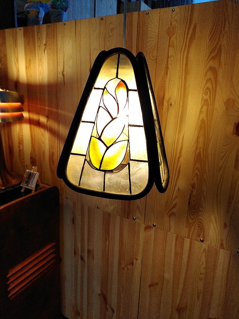 Vintage hanglamp, Ophalen of Verzenden, Gebruikt, Hout