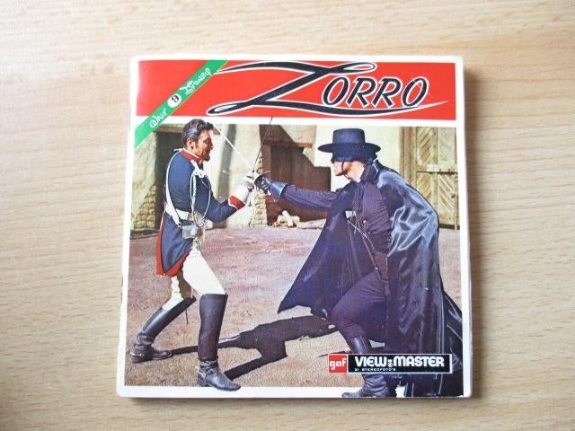 Disney Zorro view-master setje  GAF  met 3 schijfjes  1958, Ophalen of Verzenden, Overige figuren, Gebruikt, Beeldje of Figuurtje