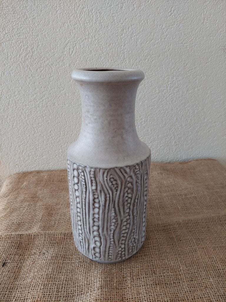 Carstens, brutalistisch design, vaas, 30 cm, wit, Ophalen, Zo goed als nieuw, Met patroon/structuur, Steen/keramiek