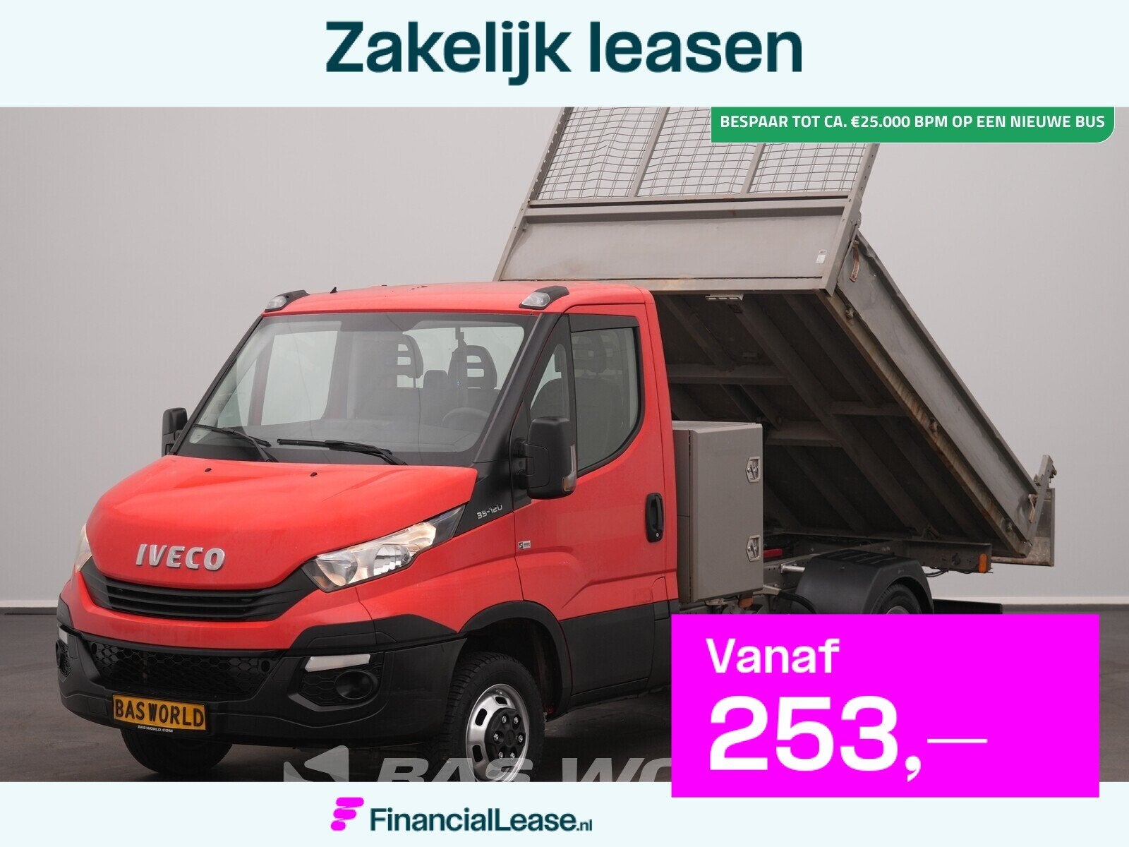 Iveco Daily 35C12 Kipper met Kist Dubbellucht 3,5t Trekhaak, Gebruikt, Iveco, 2815 kg, Leder