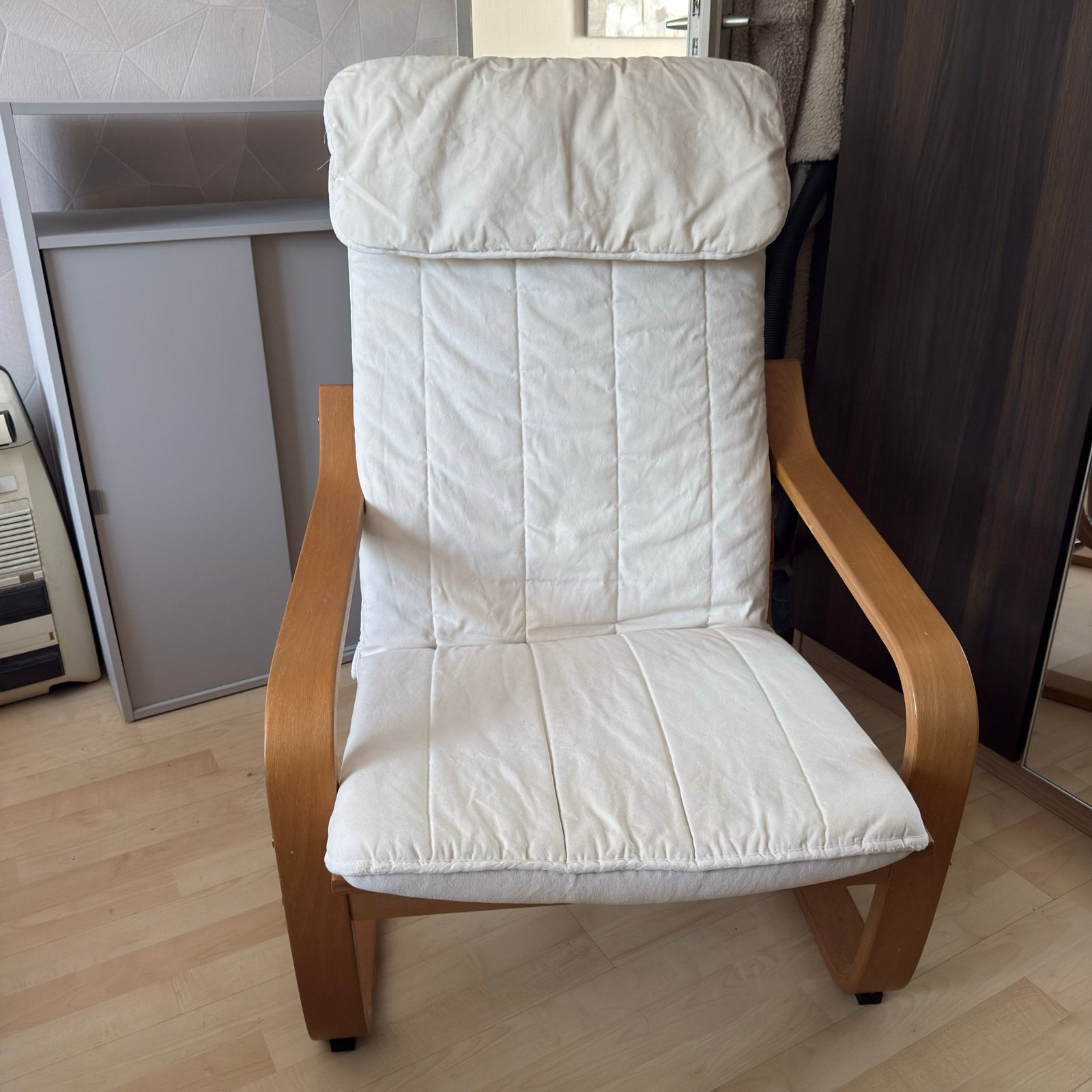 Comfortabele relaxstoel / schommelstoel (IKEA POÄNG-stijl), Ophalen, 75 tot 100 cm, Zo goed als nieuw, 50 tot 75 cm