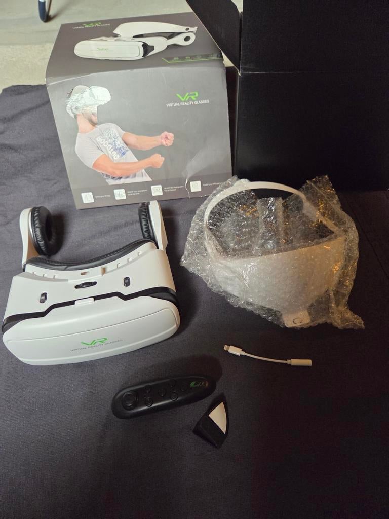 VR Virtual Reality Bril met Controller, Spelcomputers en Games, Virtual Reality, Zo goed als nieuw, Telefoon, VR-bril, Ophalen of Verzenden