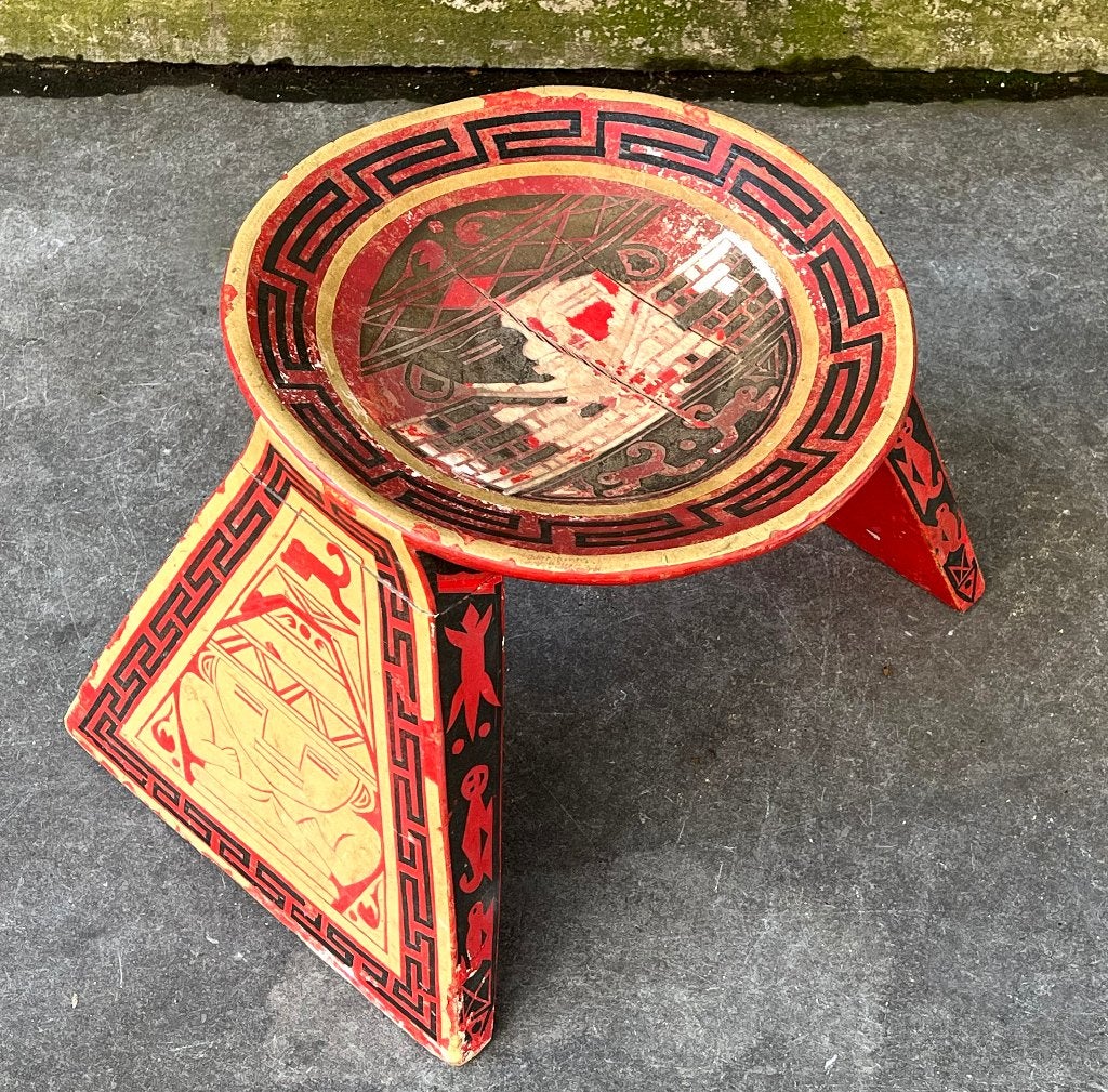 Rare Peruvian Stool with Animals ca.1900-1950, Antiek en Kunst, Hout, Handgemaakt, Ophalen of Verzenden, 29 cm