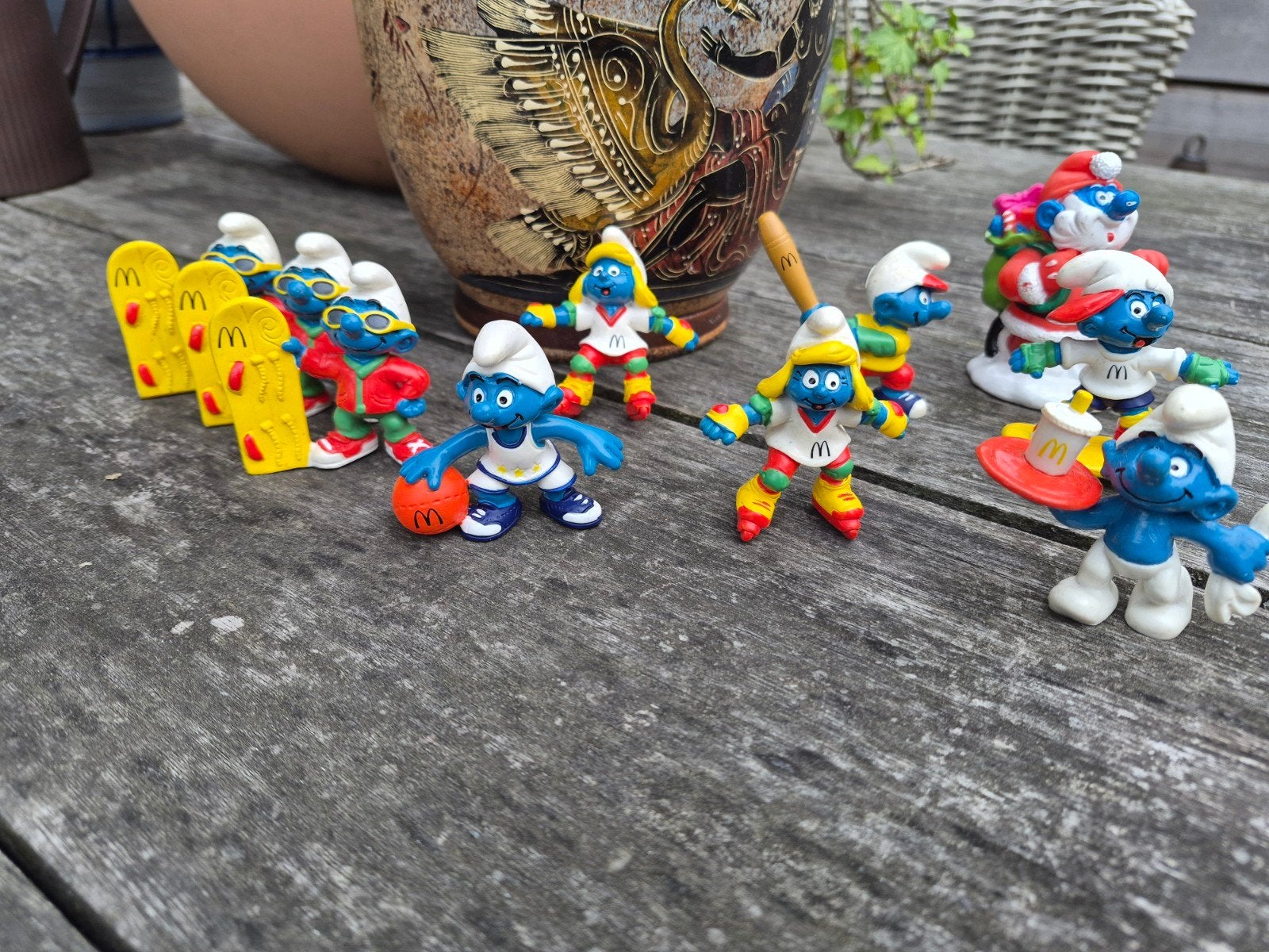 9 Vintage happy meal smurfen. Verzamelen. Mac Donalds., Ophalen of Verzenden, Verschillende Smurfen