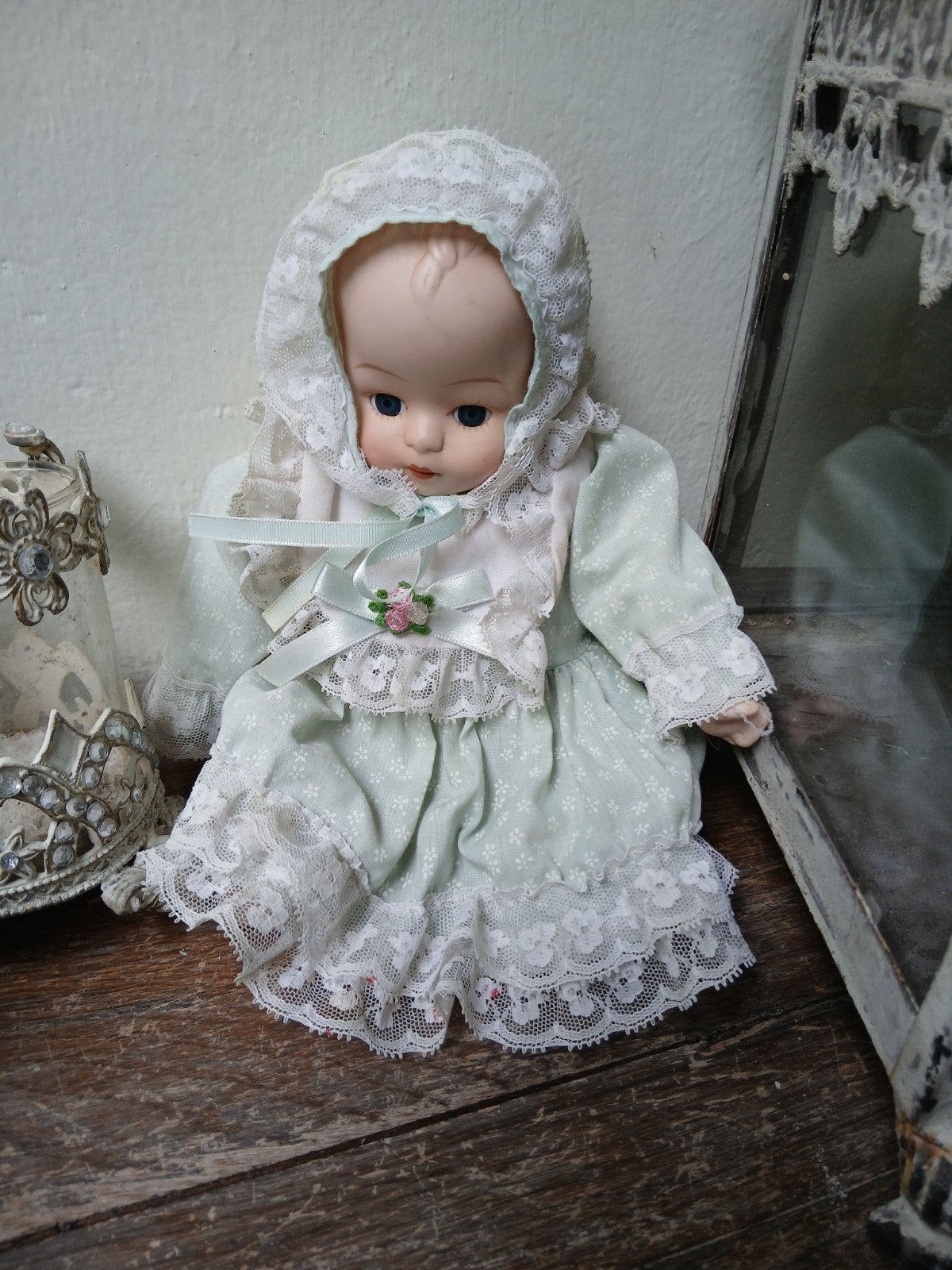 Antiek porseleinen poppetje verzamel object, Ophalen of Verzenden, Gebruikt, Babypop