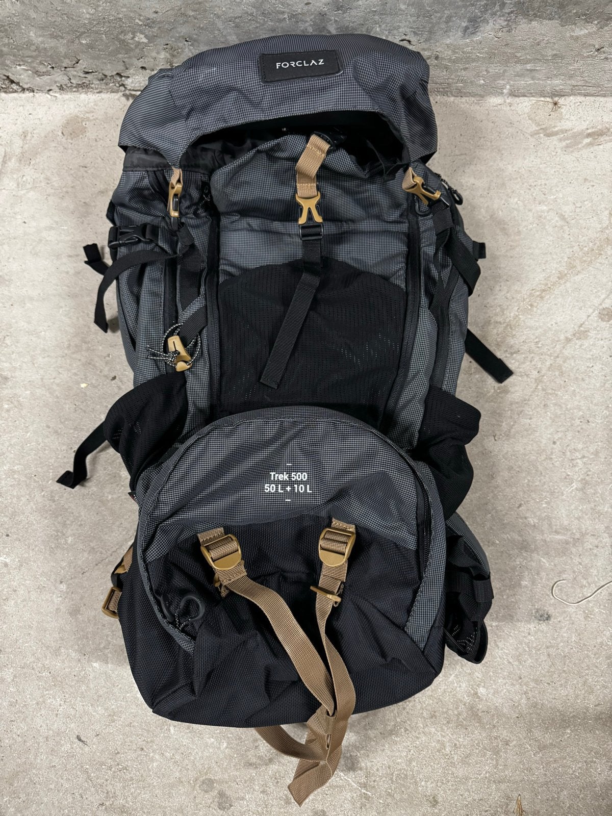 Forclaz/Simond Trek 500 Wandelrugzak 50L + 10L, Overige merken, 25 tot 40 cm, Ophalen of Verzenden, Zo goed als nieuw