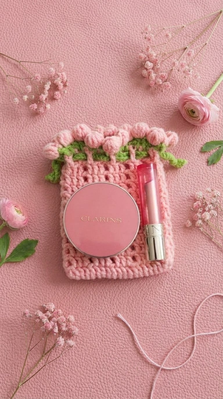 Handgemaakt Gehaakt Tasje met Tulpen – Milk Cotton Pouch, Ophalen of Verzenden, Nieuw, Overige kleuren