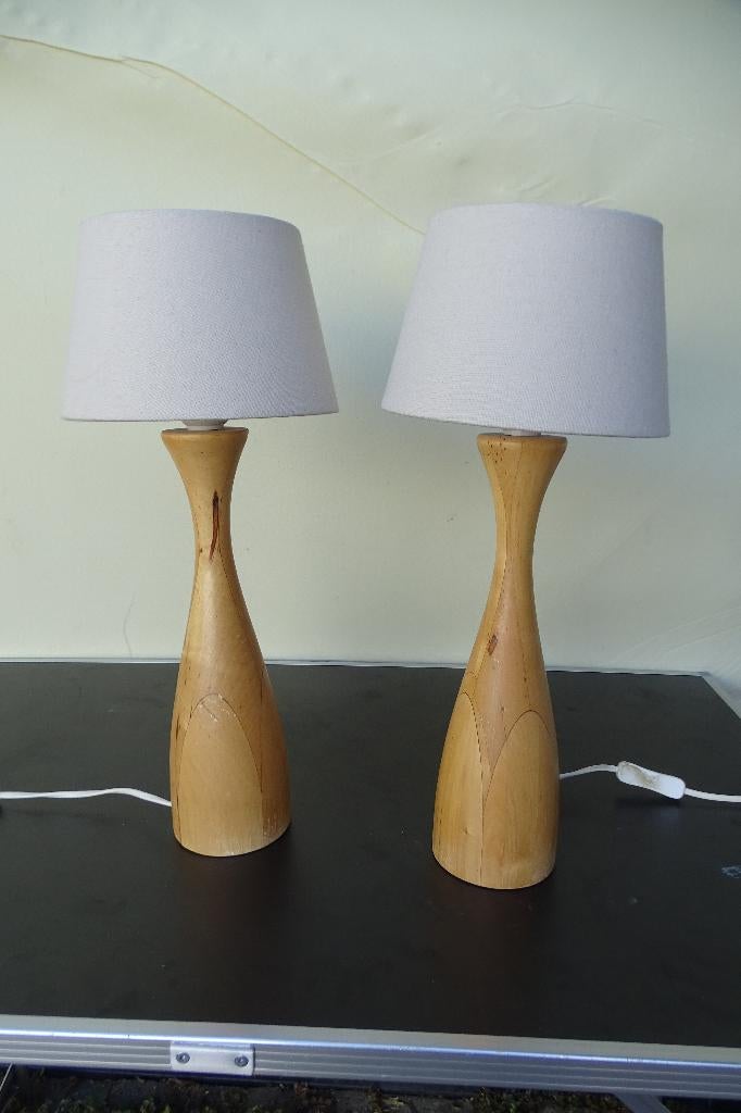 2 Vintage tafellampjes, Ikea, Huis en Inrichting, Lampen | Tafellampen, Ophalen of Verzenden, Gebruikt, Hout