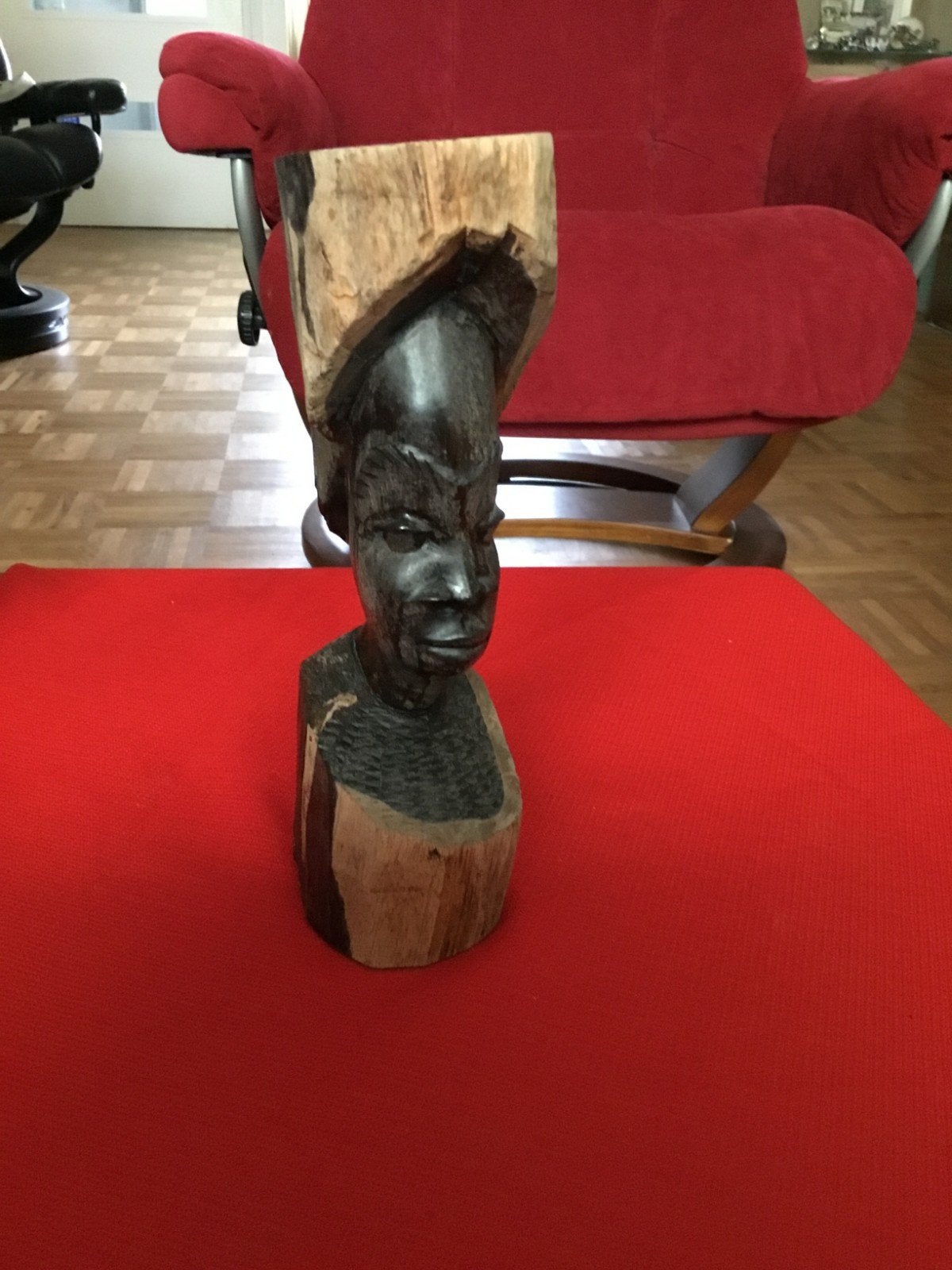 Houten Buste Afrikaanse Vrouw - Handgesneden Kunstwerk, Buste, Ophalen of Verzenden, Handgemaakt, 20 - 50 cm