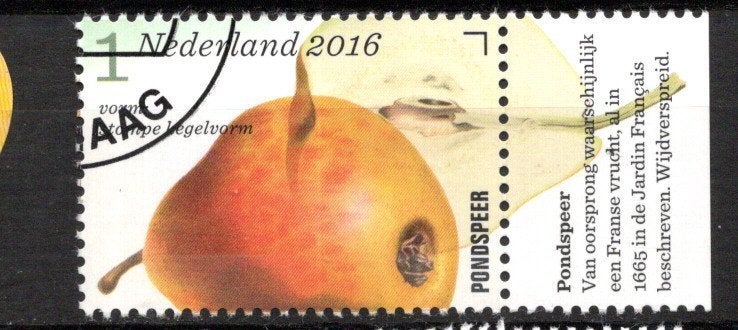 gestempelde zegel. Jaar 2016: appels of peren met tab, Ophalen of Verzenden, Na 1940, Gestempeld