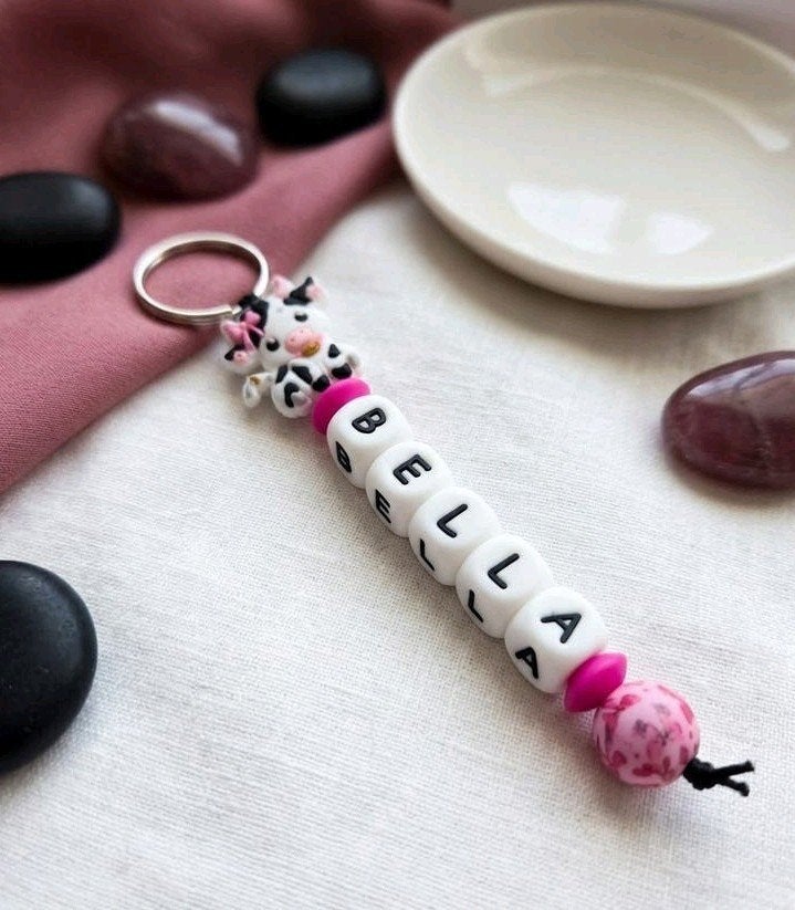 Gepersonaliseerde sleutelhanger met koe, Ophalen of Verzenden, Nieuw, Dier of Natuur
