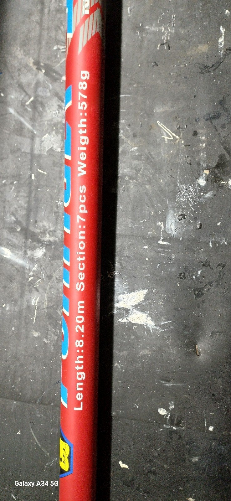 Vaste hengel 8.20m, 7-delig, 578g - Match Grade Carbon, Ophalen