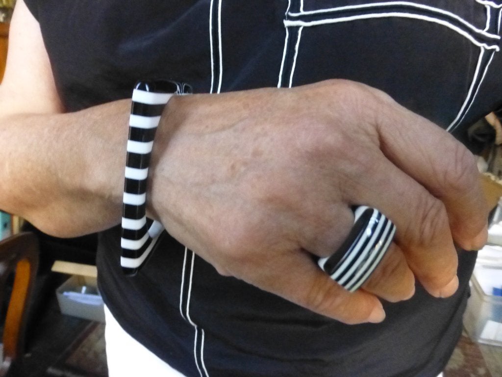 Jaren ’60 Armband en Ring in layered Kunststof / Pop Art, Verzenden, Overige materialen, Ring