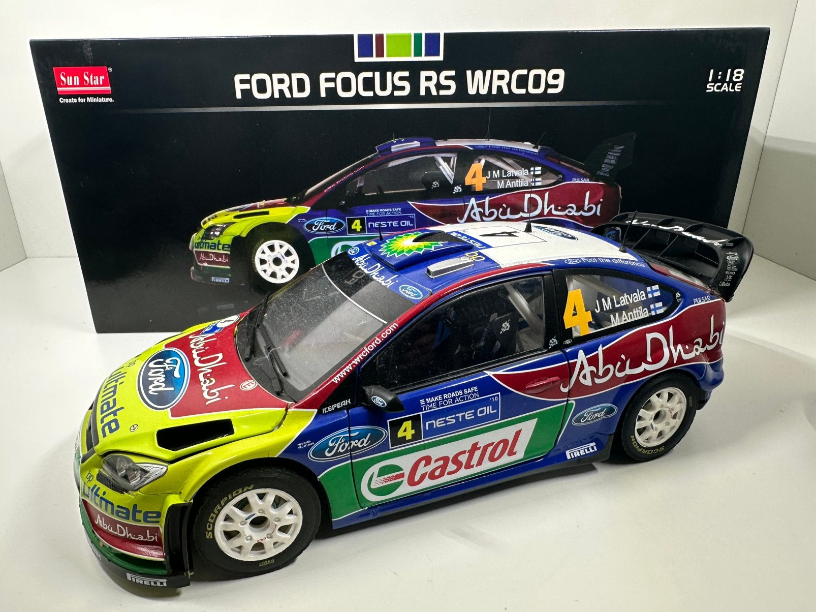 SUN STAR 1:18 FORD FOCUS RS WRC09 LATVALA RALLY FINLAND 2010, Ophalen of Verzenden, Nieuw, Auto, Sun Star