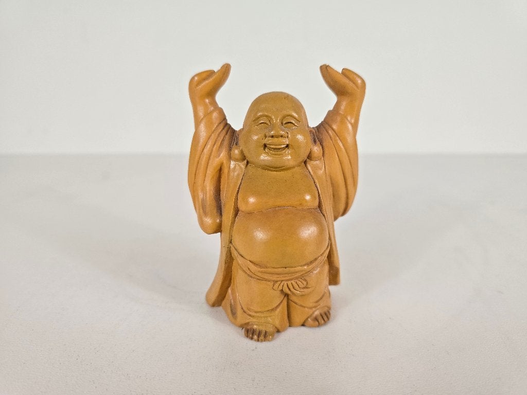 Boeddha Hotei, buxushout, China, midden 20e eeuw, Antiek en Kunst, Ophalen of Verzenden