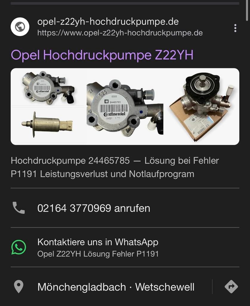 Nr.1 in Europa Z22YH Opel Hogedrukpomp 2.2 Direct 24465785, Auto-onderdelen, Ophalen of Verzenden