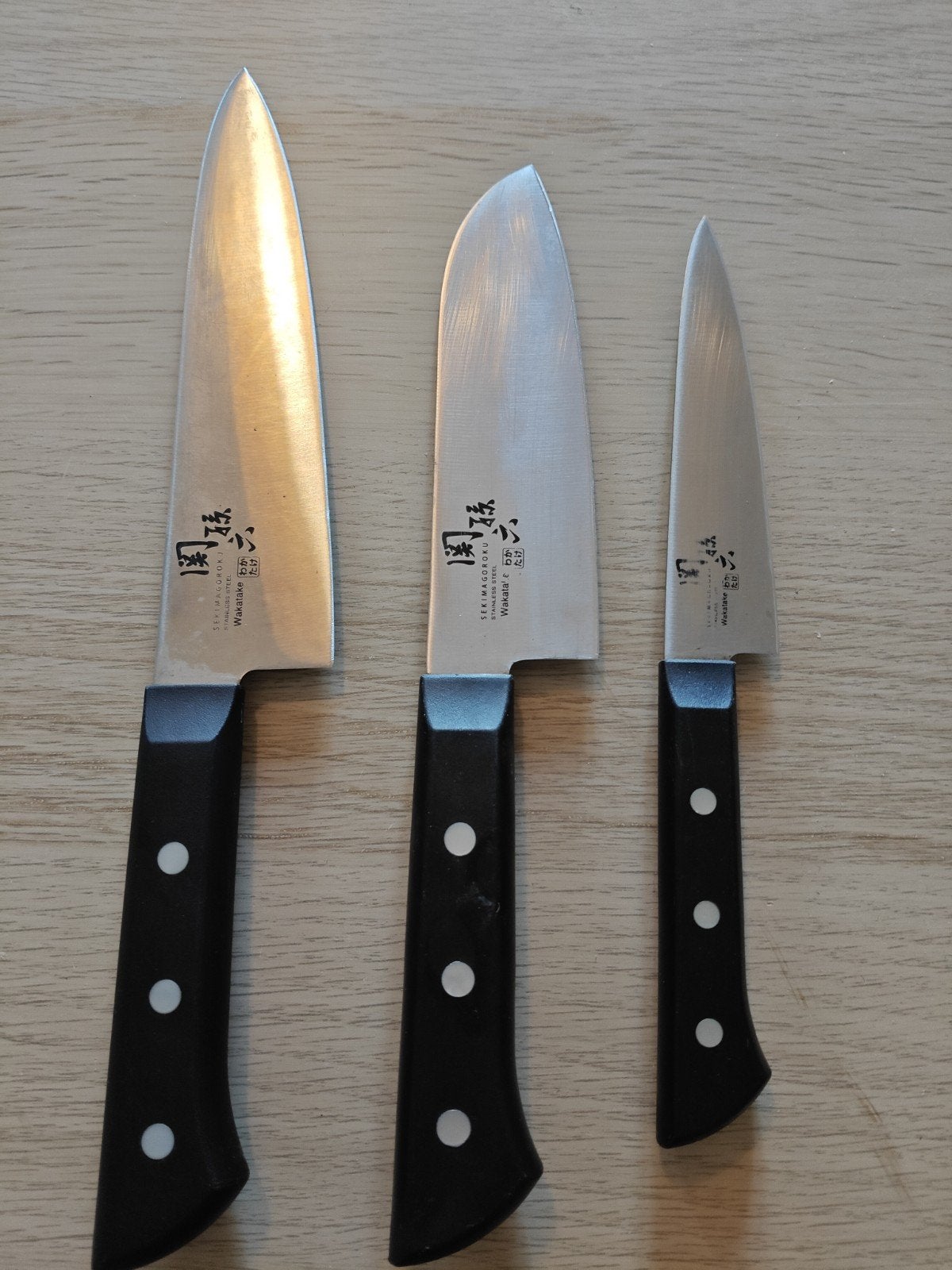 Kai Seki Magoroku Wakakusa Messenset - 3 Japanse Chefmessen, Los bestek, Ophalen of Verzenden, Zo goed als nieuw, Rvs of Chroom
