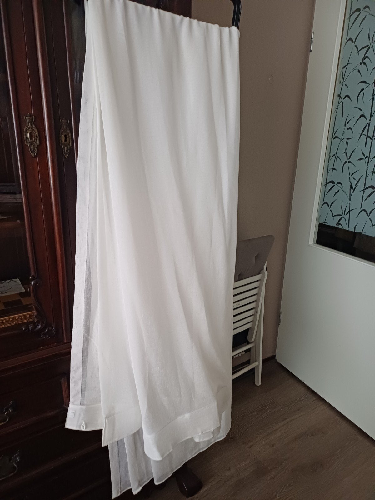 Wave plooien gordijn Kleur offwhite prachtig zoort linnen, Ophalen of Verzenden, Nieuw, Wit