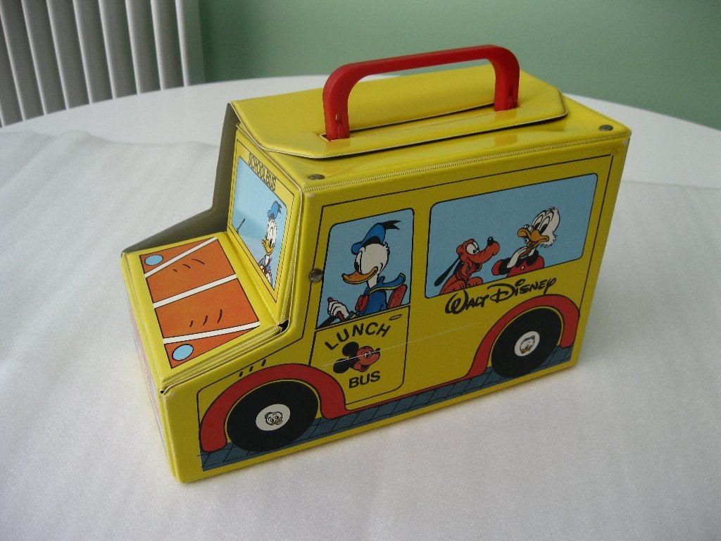Walt Disney: vintage schoolbus lunchkoffer (Forty Four), Ophalen of Verzenden, Goofy of Pluto, Gebruikt, Tas, Koffer of Zak