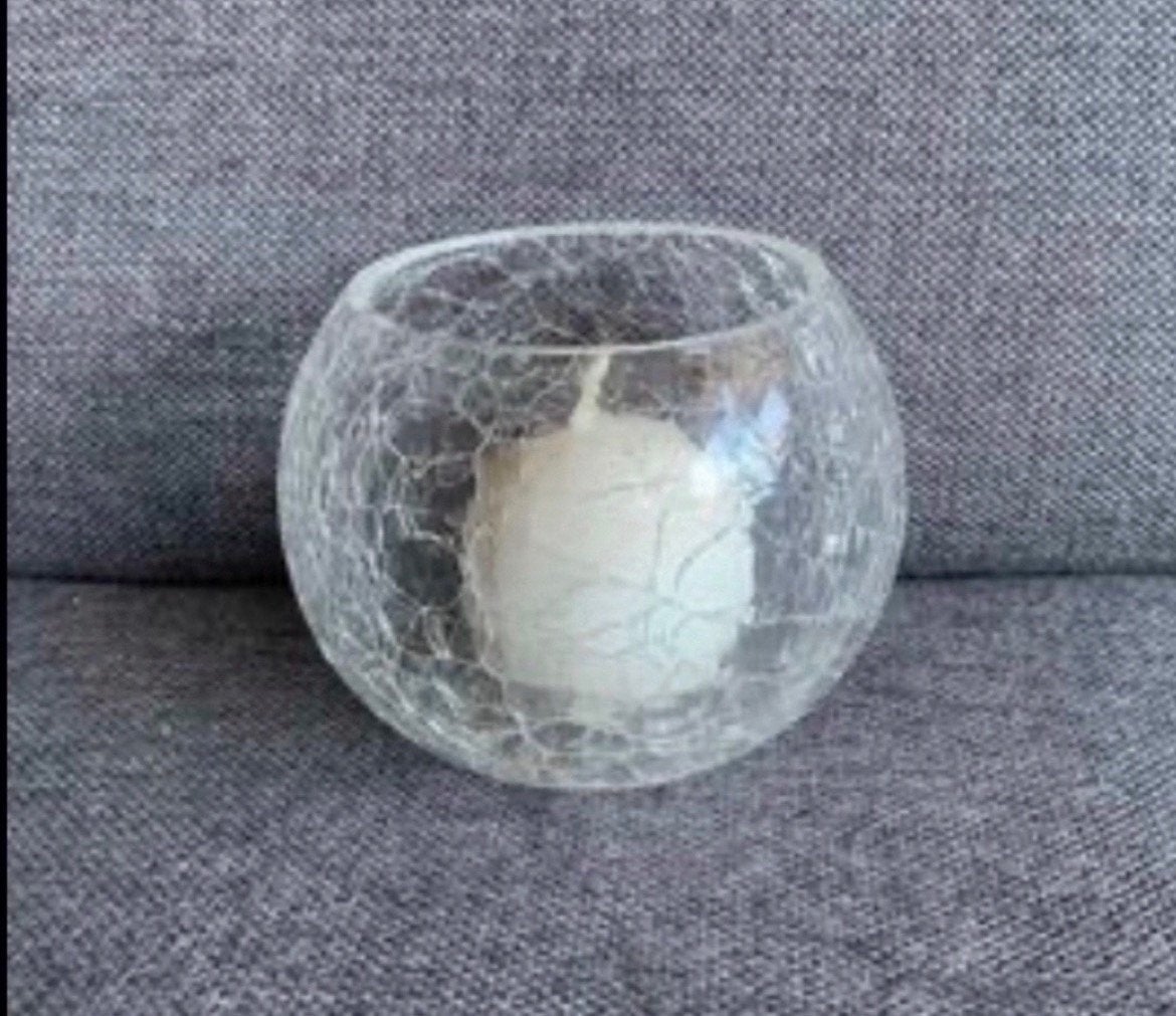 Glazen bol / stolp en witte kaars., Ophalen of Verzenden, Zo goed als nieuw, Kaars