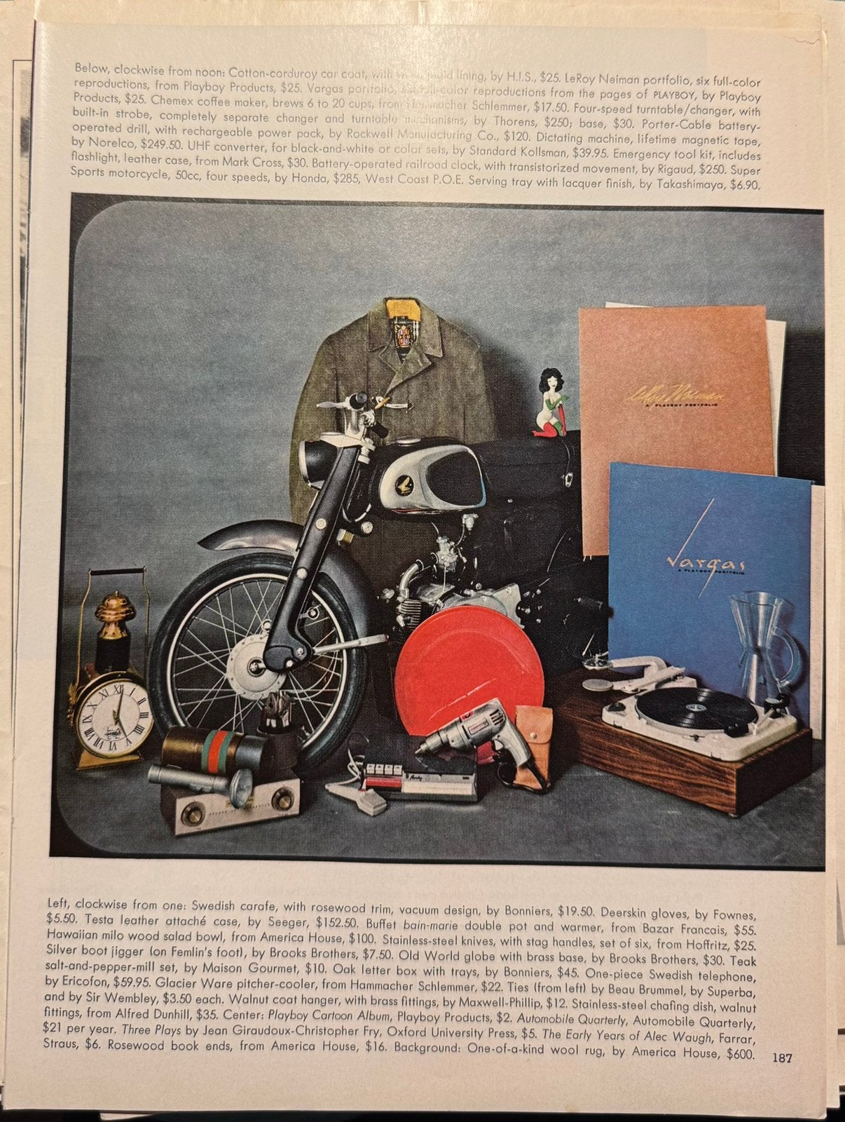 Knipsel uit vintage Playboy met Honda Super Sport 50cc, Verzenden, Zo goed als nieuw, Motoren